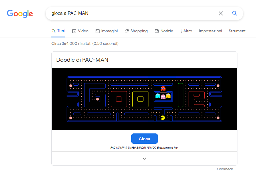 giocarere pac man google doodle