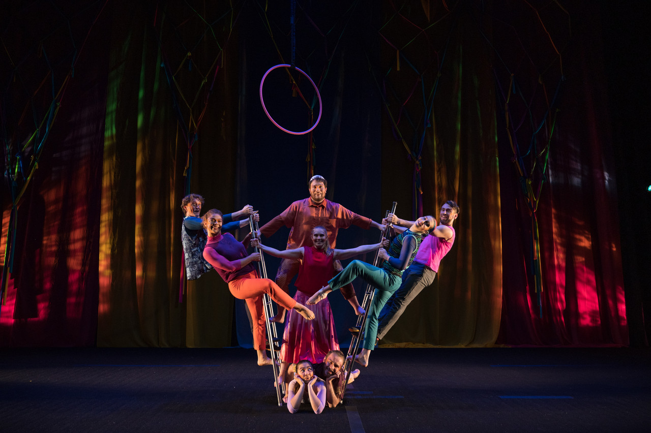 In Human ladder balance artist Johanna Austin