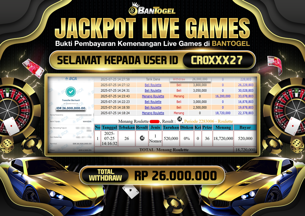 BUKTI JACKPOT LUNAS BANTOGEL
