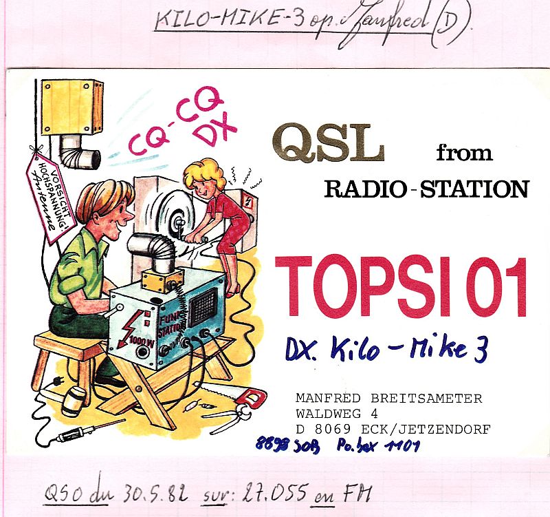 QSLs 27 MHZ de stations allemandes. QSL-TOPSI01-D-05-82