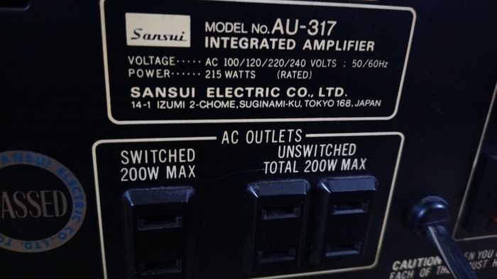 Cambio de Voltaje 120V a 220V en amplificador Vintage Sansui-317-back