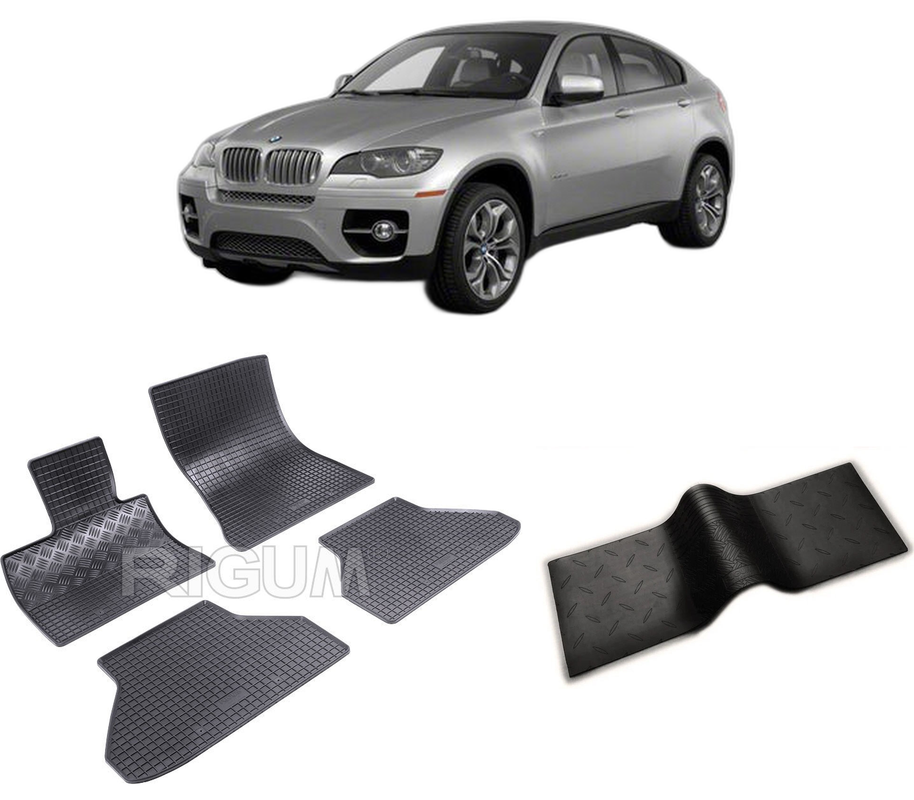 Set covorase auto BMW X6 E71 din 06.2008-10.2014, cu covoras tunel median, CAROSERIE SUV, Presuri cauciuc 100%, compatibil cu autoturismul BMW X6 E71, Rigum