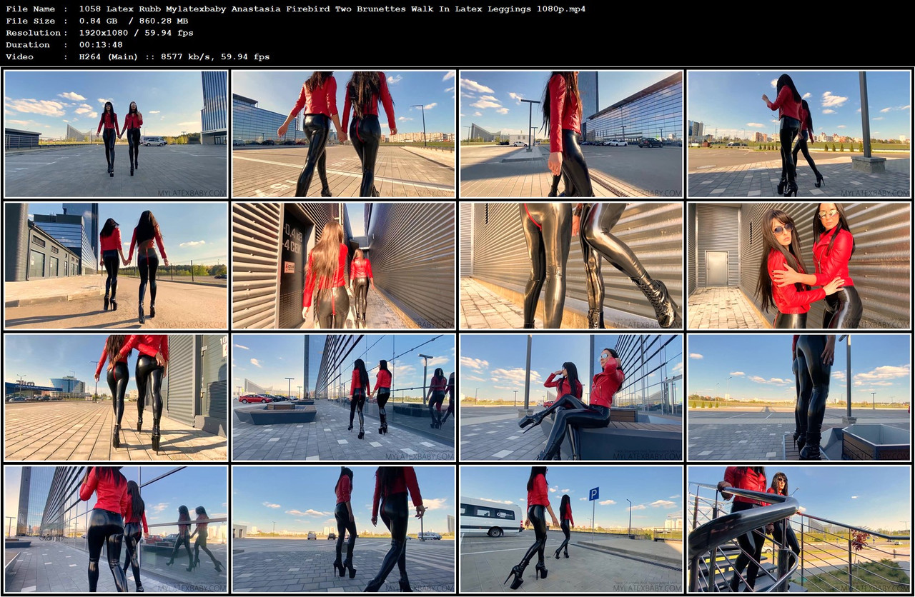 1058 Latex Rubb Mylatexbaby Anastasia Firebird Two Brunettes Walk In Latex Leggings 1080p mp4