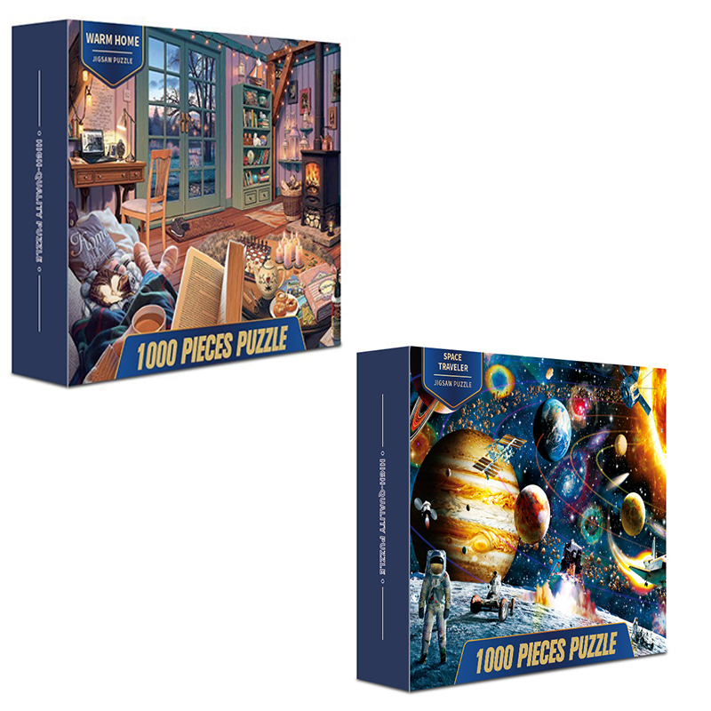 2 PCS 1000 Piece Jigsaw Puzzle for Adults - Animal & Landscape Art Design, Stress Relief Brain Game - Premium Quality Paper Puzzle for Teens Adults Ages 14+ 【Space+home】