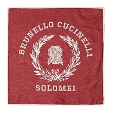 Brunello Cucinelli Logo-Print Silk Scarf Red