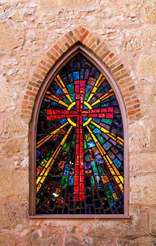 90263761-gothic-style-church-window-with-stained-glass-red-cross-made-of-stained-glass