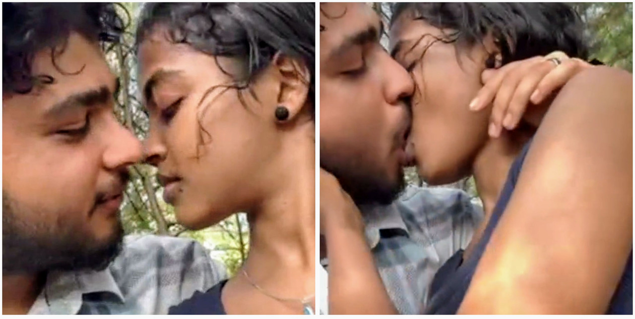 Desi kannad item full nude kissing with boyfriend outdoor in jungle showing her boob