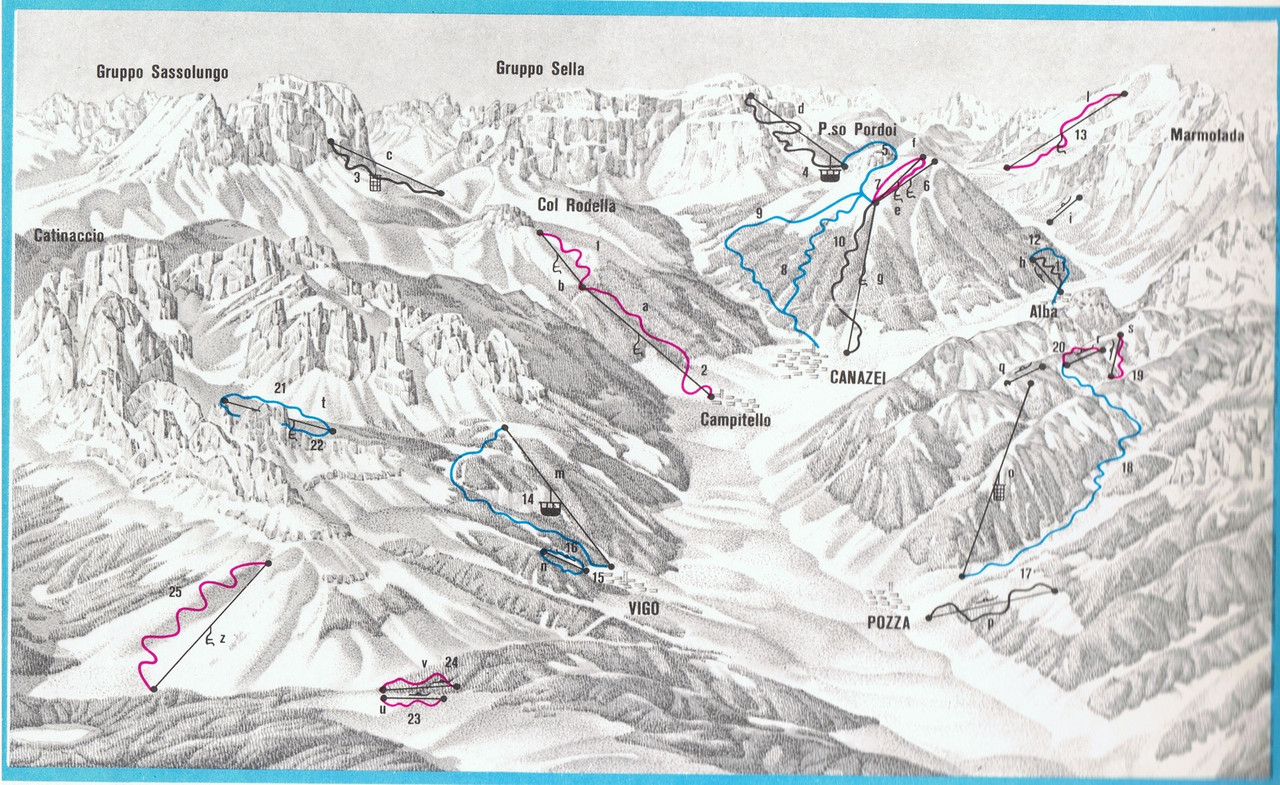 Canazei Val di Fassa cartina 1a)