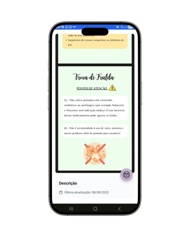 Ficha de orientações da Biblioteca de Primeiros Cuidados do RN
