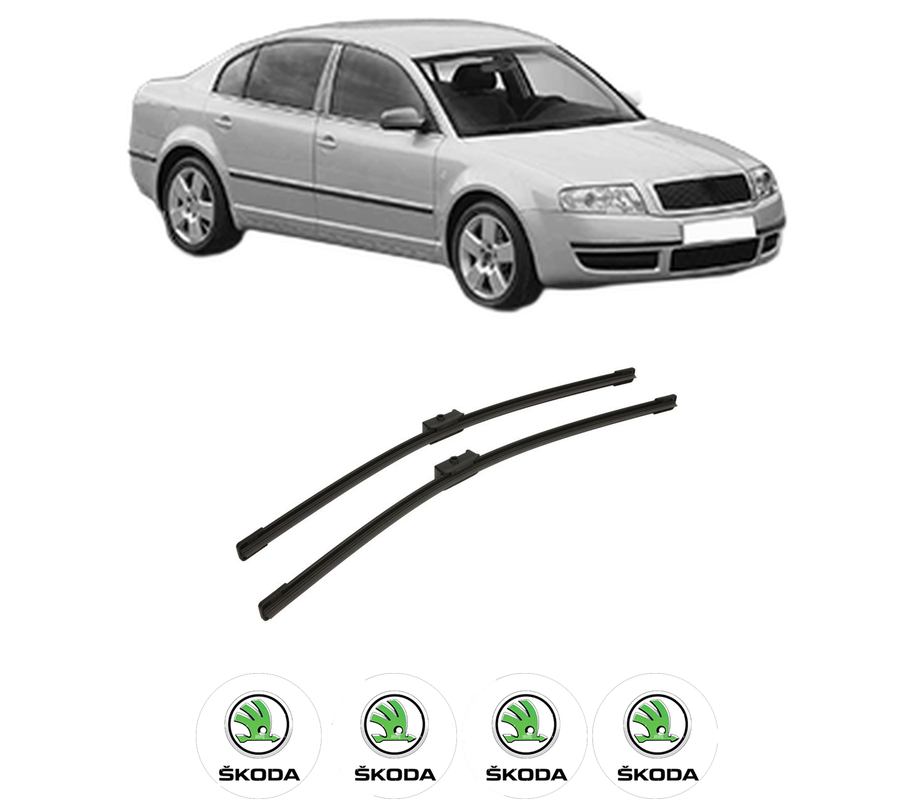 Set stergatoare auto SKODA SUPERB I (3U4) din 2001-2008, pentru parbriz auto, 2 bucati, Bosch Aerotwin, din cauciuc siliconat rezistent, 4 Stickere Auto SKODA