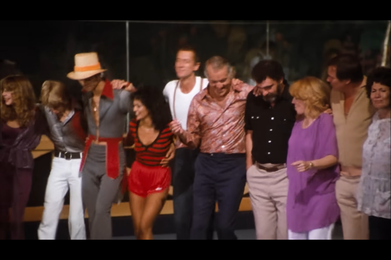 Actor Victor French in the CHiPs roller disco