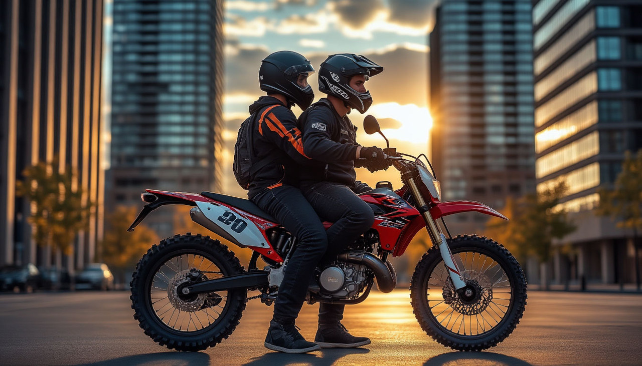 питбайк с пассажиром