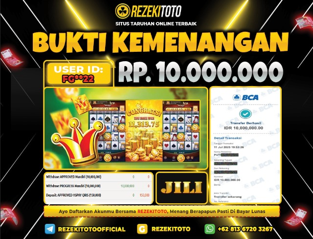 BUKTI KEMENANGAN 12 JULI 2025  SUPER ACE DULAXE 10 JUTA 