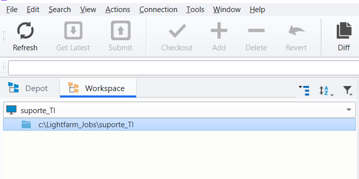 Novo Workspace criado e configurado no P4V