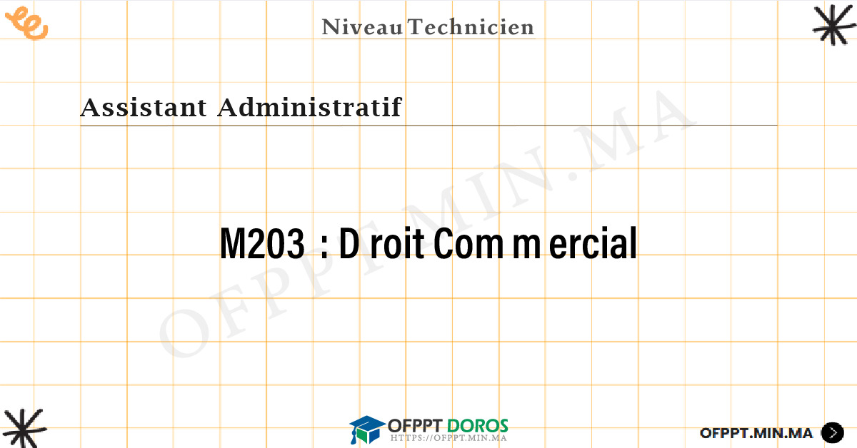 Sommaire détaillé du cours Droit Commercial M203 OFPPT - Structure du module