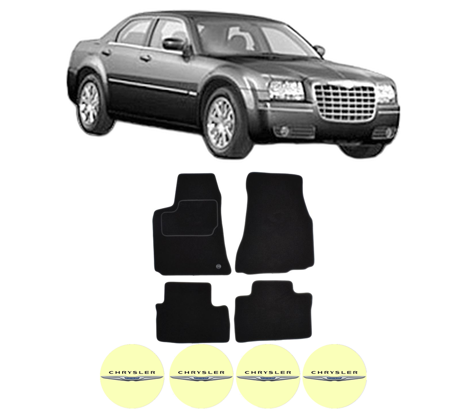 Set Covorase Presuri CHRYSLER 300C (LX, LE) din 2004-2012, Auto, Material Textil Mocheta, 4 Stickere auto cu CHRYSLER