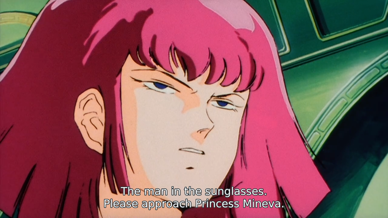 Haman narrows her eyes and says, "The man in the sunglasses. Please approach Princess Mineva."