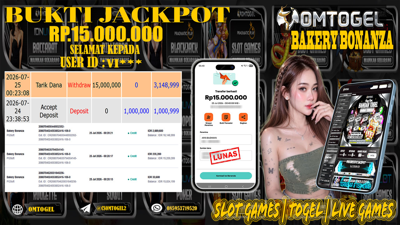 OMTOGEL JACKPOT PG SOFT BAKERY BONANZA  Rp,15,000,000,- DIBAYAR LUNAS