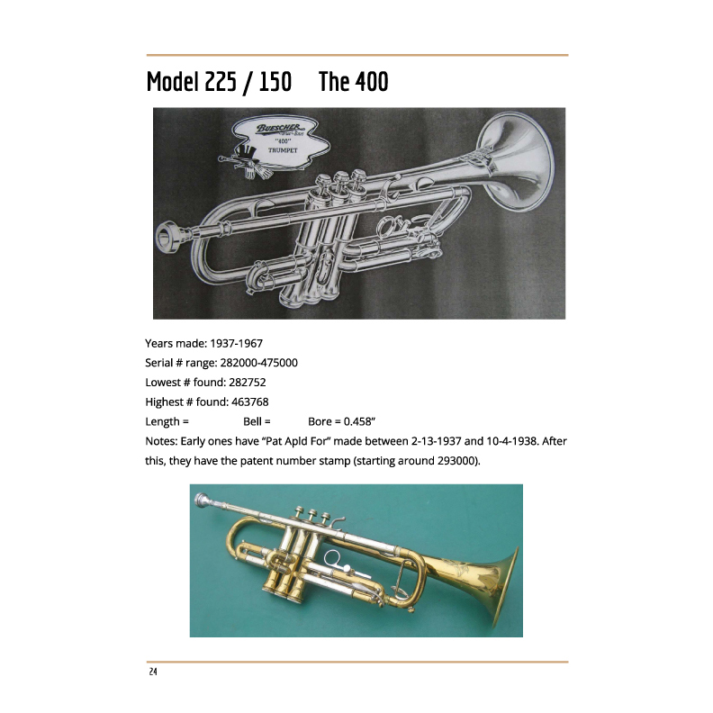 Buescher-Trumpets-page 24 model 225 and 150 the 400