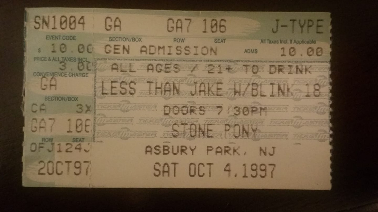 1997-10-04 Asbury Park, NJ - The Stone Pony (Race Around Uranus Tour) - Ticket