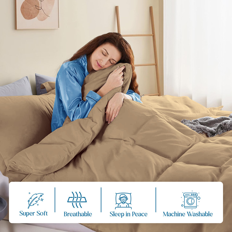 Picture of VEGAS HOTEL COLLECTION Classic Egyptian Cotton 1-Piece Duvet Cover { Zippered Closure } 1000 Thread Count- Fabulous Solid Looking Color Taupe - King Size
