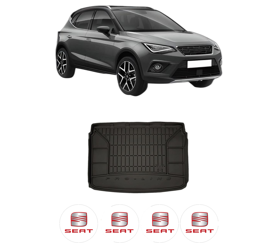 Tavita Portbagaj SEAT ARONA (KJ7, KJP) din 2017-2020, Protectie Portbagaj Auto, 4x Stickere auto cu SEAT