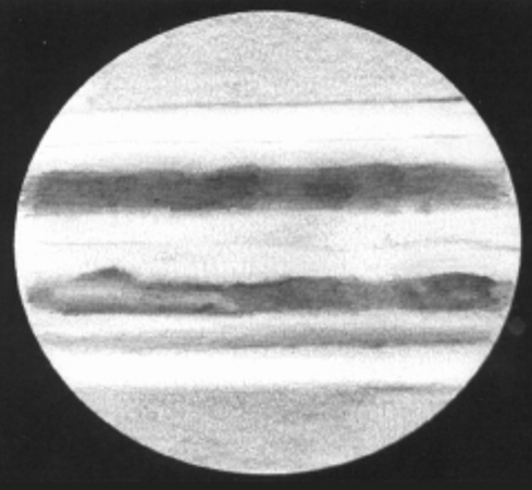 Detailed telescope view of Jupiter