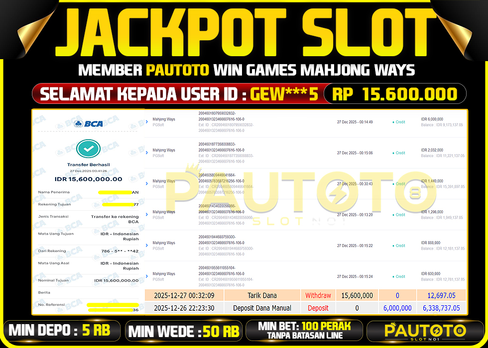 BUKTI JACKPOT LUNAS PAUTOTO