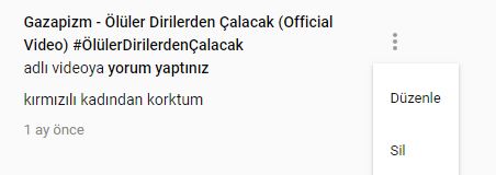 youtube videolarına yapılan yorumlar