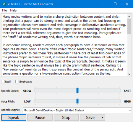 VovSoft Text to MP3 Converter 1.5