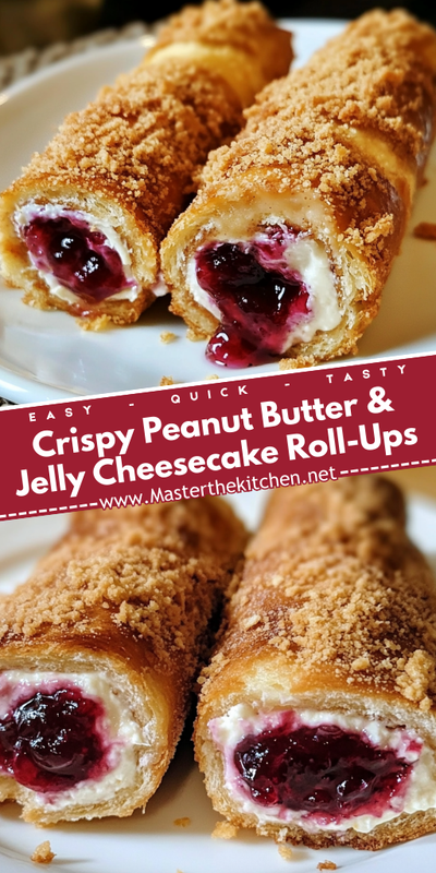 Crispy Peanut Butter Jelly Cheesecake Roll Ups