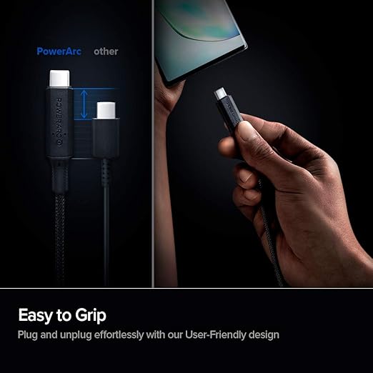 Cable Spigen ArcWire USB-C a USB-A mostrando su conector robusto.
