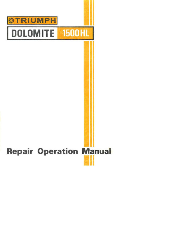 Triumph Dolomite1500HL 1976 to 1980 Repair Operations Manual cover