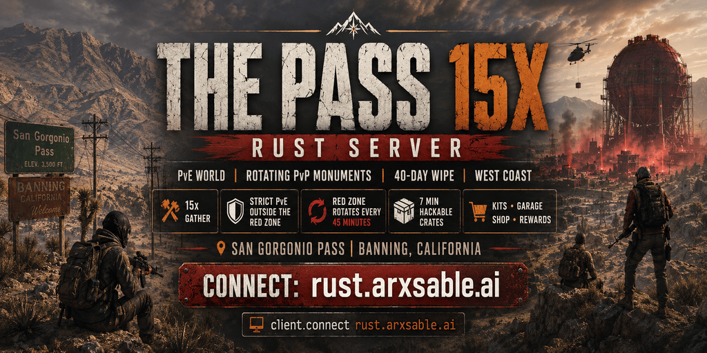 THE PASS 15X | PvE | ROTATING PvP MONUMENTS | 40-DAY WIPE | WES image