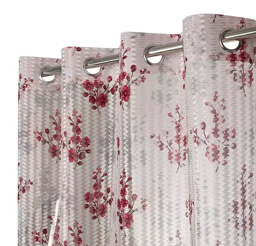 PREMIUM FLORAL NET PRINT CURTANS,SET OF 1 Color 1 (R706)