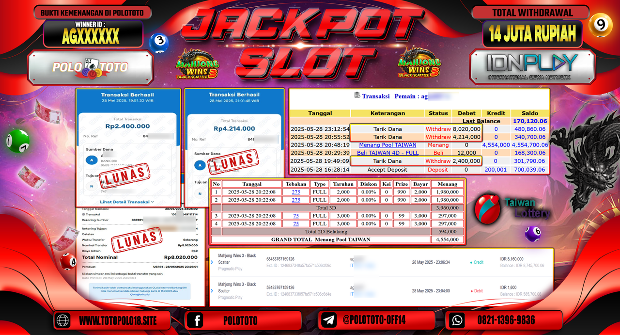 POLOTOTO JACKPOT SLOT MAHJONG WINS 3 - BLACK SCATTER Rp.14.614.000,-