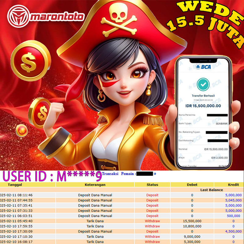 Bukti Kemenangan Member Marontoto Sebesar 15.500,000 JuTa