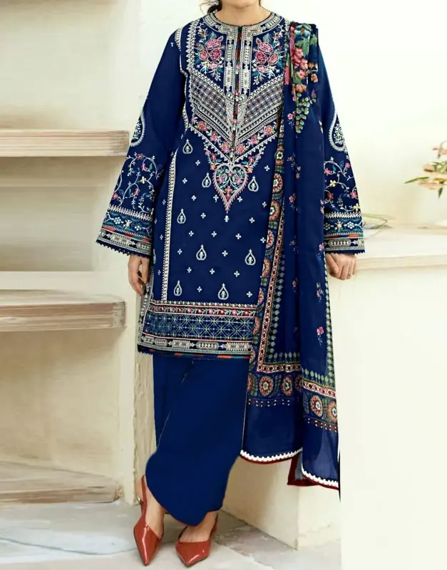 Embroidered Lawn Dress with Digital Print Diamond Zari Dupatta