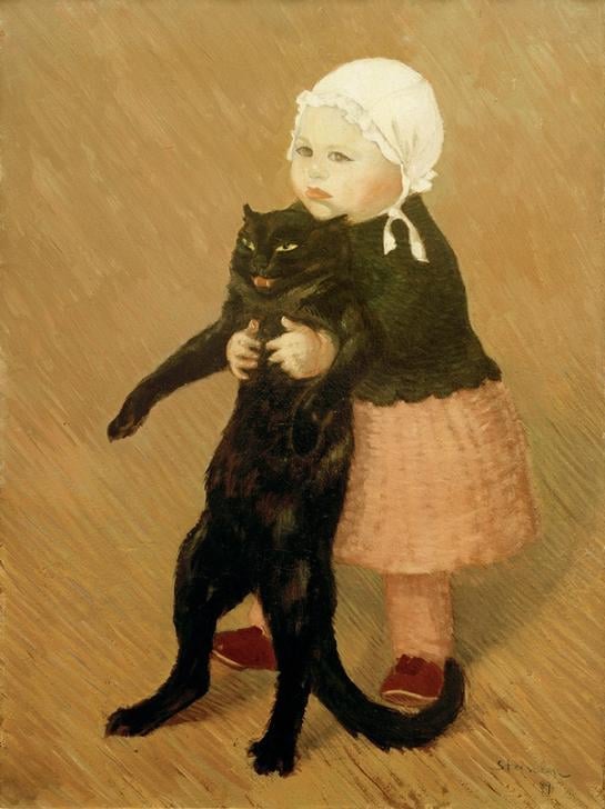 2-Thophile-Alexandre-Steinlen-La-fillette-au-chat-Meister-Drucke-684649