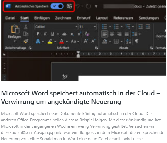 Word Speicherung auf OneDrive