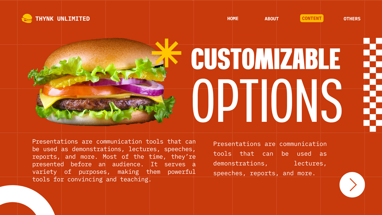 Red and White Modern Burger Presentation