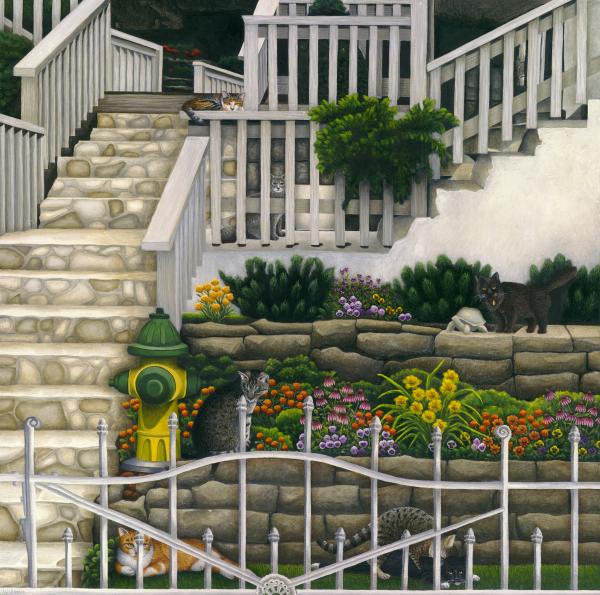 46-cats-among-stairs-and-garden-carol-wilson-004
