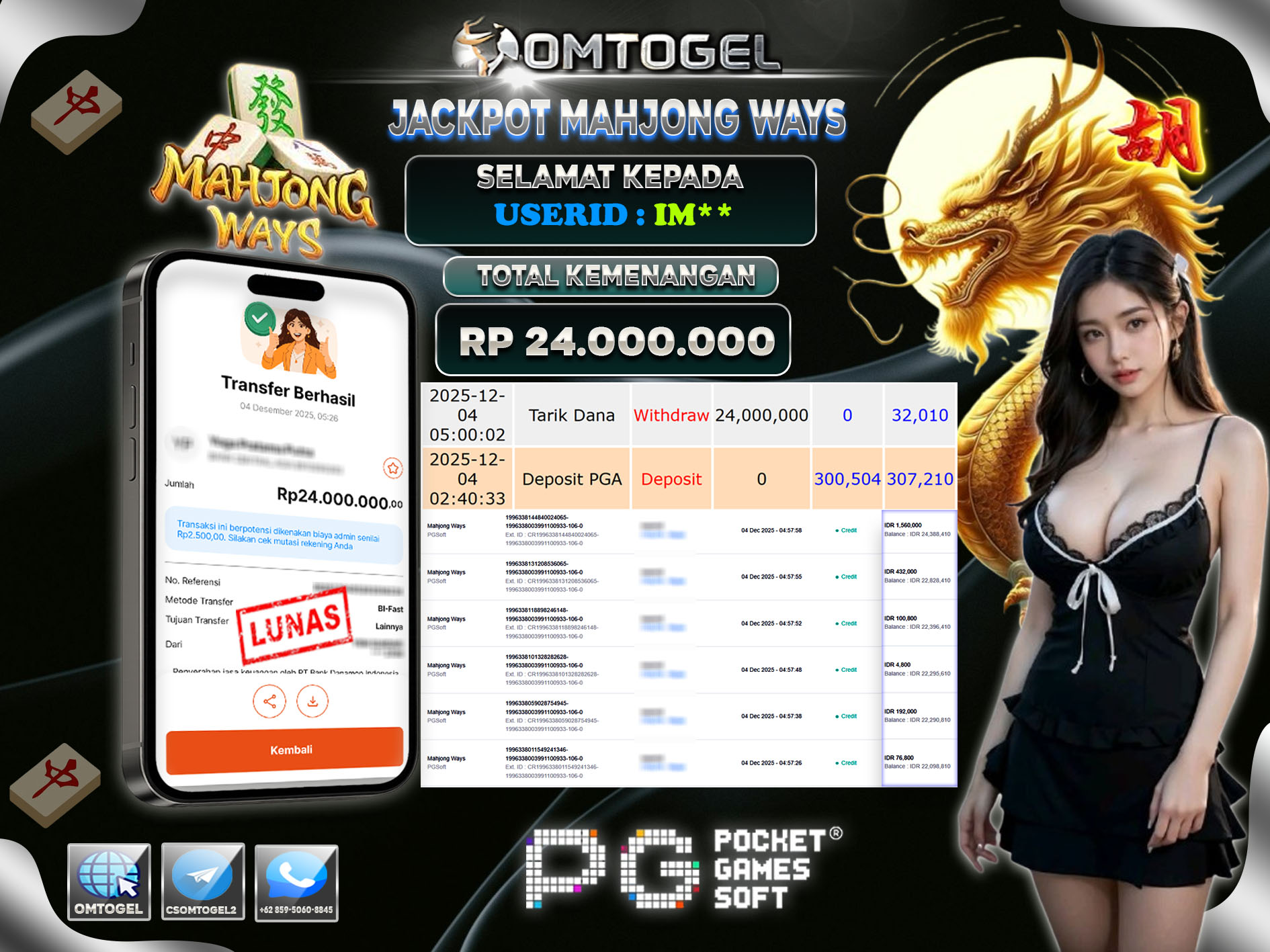OMTOGEL JACKPOT PGSOFT MAHJONG WAYS ,24 JUTA DI BAYAR LUNAS ,-