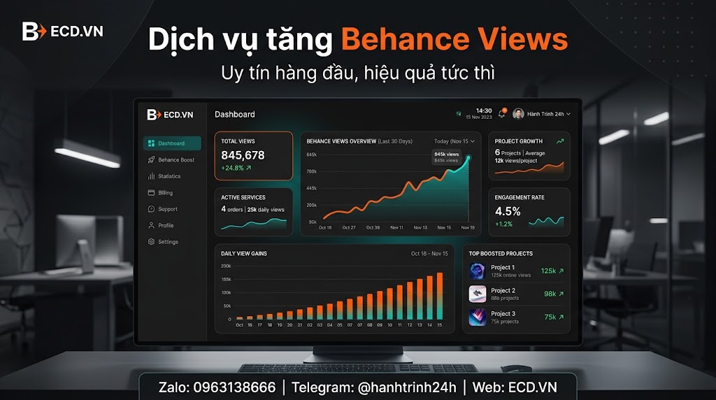 dịch vụ tăng behance views rẻ cho portfolio