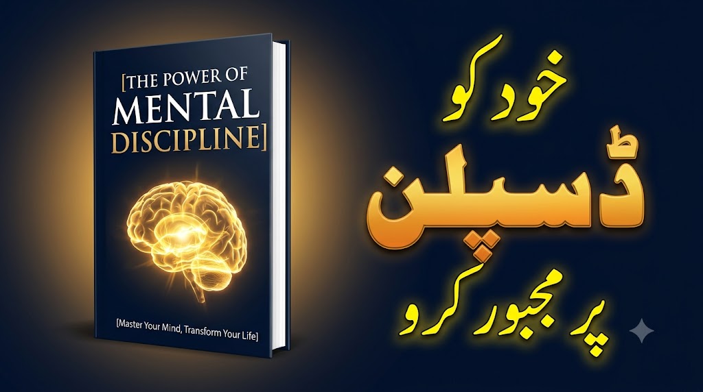 AI-generated example result for the youtube-thumbnail prompt: The Power Of Mental Discipline Thumbnail – Self-Help Book & Urdu Motivation Design AI YouTube Thumbnail Prompt