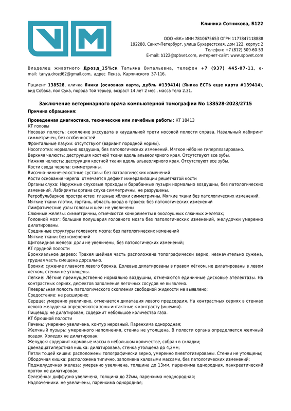 Заключение врача компьютерной томографии 138528-20232715