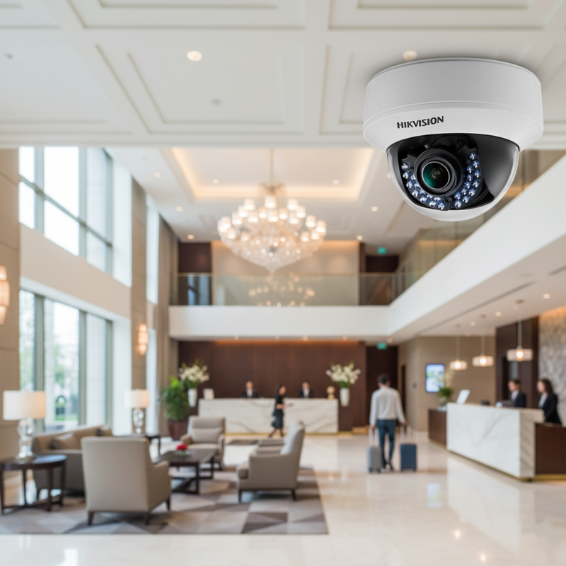 Câmera Dome Hikvision instalada em ambiente externo