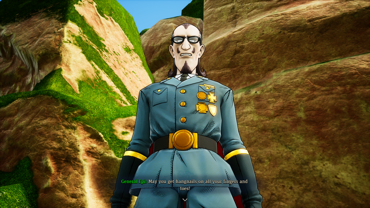 General Epi wishes ill will on the heroes.