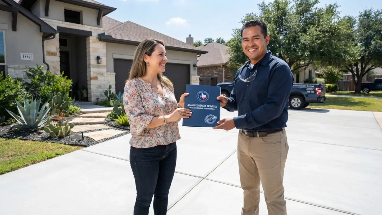 Concrete driveway contractor San Antonio verifying insurance quote