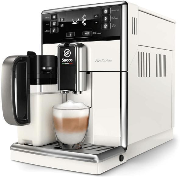 Espressor automat SAECO PicoBaristo SM5478/10,1.8l, 15 bar, Rasnita  ceramica 10 trepte, 5 setari de intesitate, 10 bauturi, Carafa lapte,  Filtru AquaClean, Alb - eMAG.ro